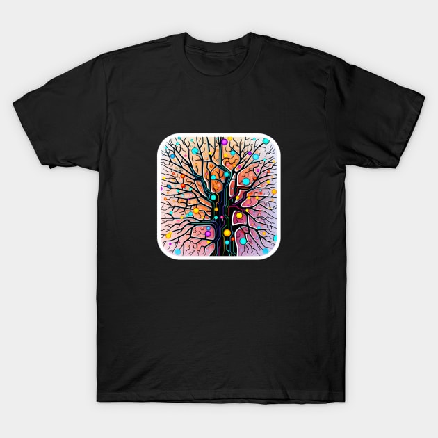 Abstract Neural Network Tree with Vibrant Synapses T-Shirt by AIHRGDesign